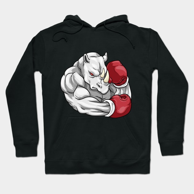 Funny rhino as a boxer Hoodie by Markus Schnabel